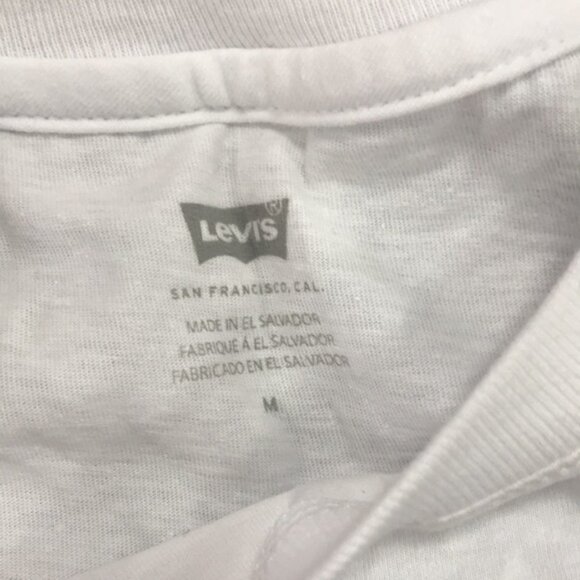 Levi's White Crop Top with Blue and Pink Logo - Picture 4 of 7